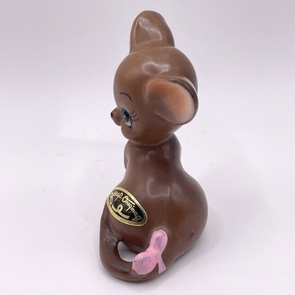 Josef Originals Anthropomorphic Mouse with Pink Bow Porcelain 2" Figurine VTG - Picture 4 of 8